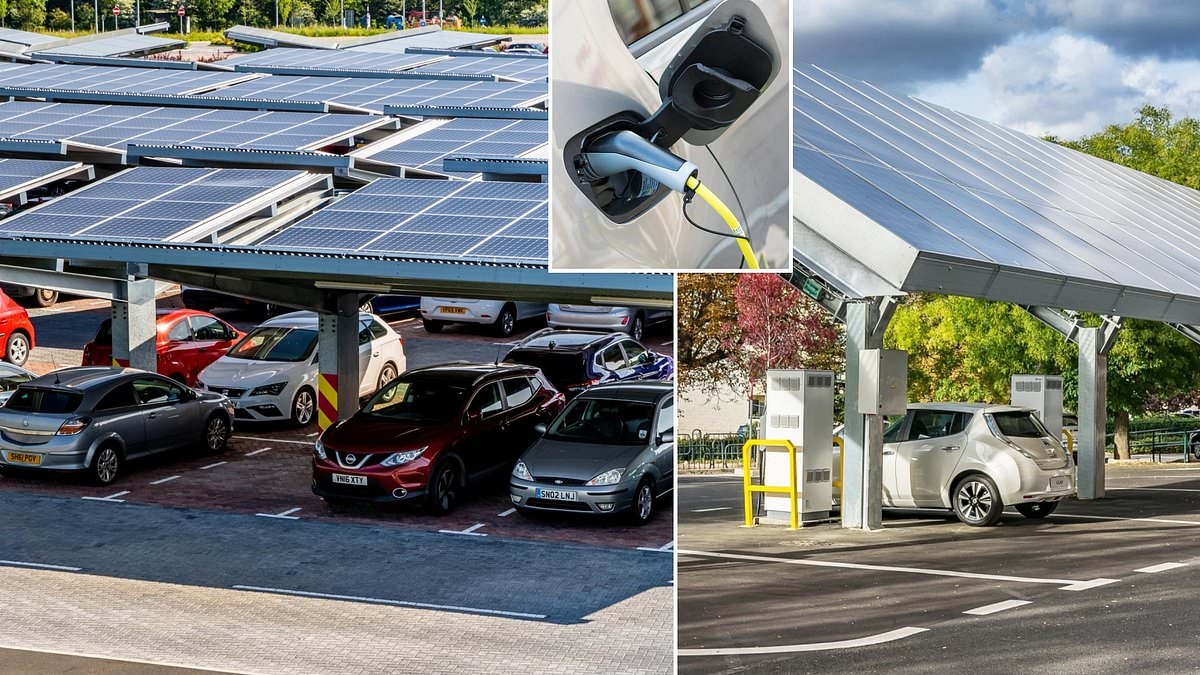 Net Zero hamlesinin son parçası olarak, EV şarjı sağlamak için otoparklar güneş panelleriyle kaplanabilir