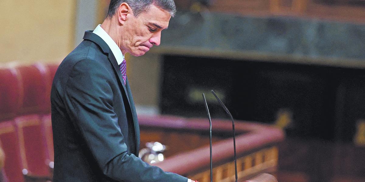 Pedro Sánchez, in der Klemme im Kongress
