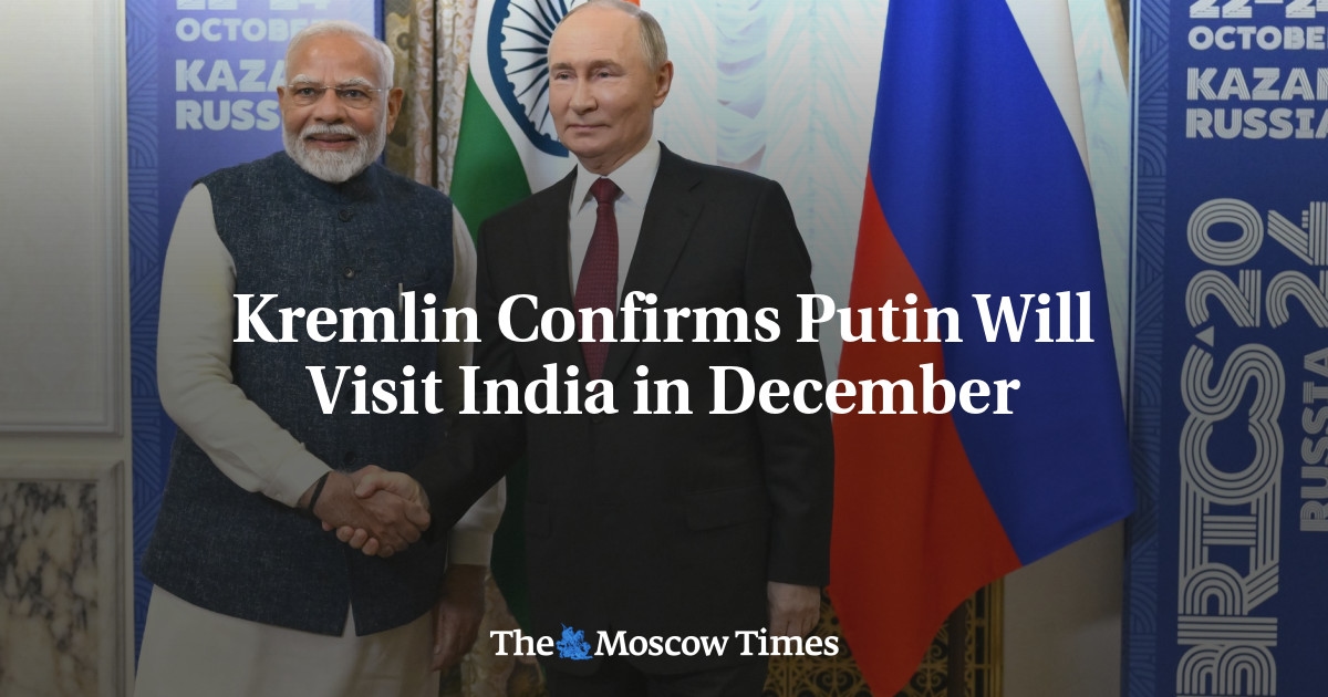 El Kremlin confirma que Putin visitará la India en diciembre